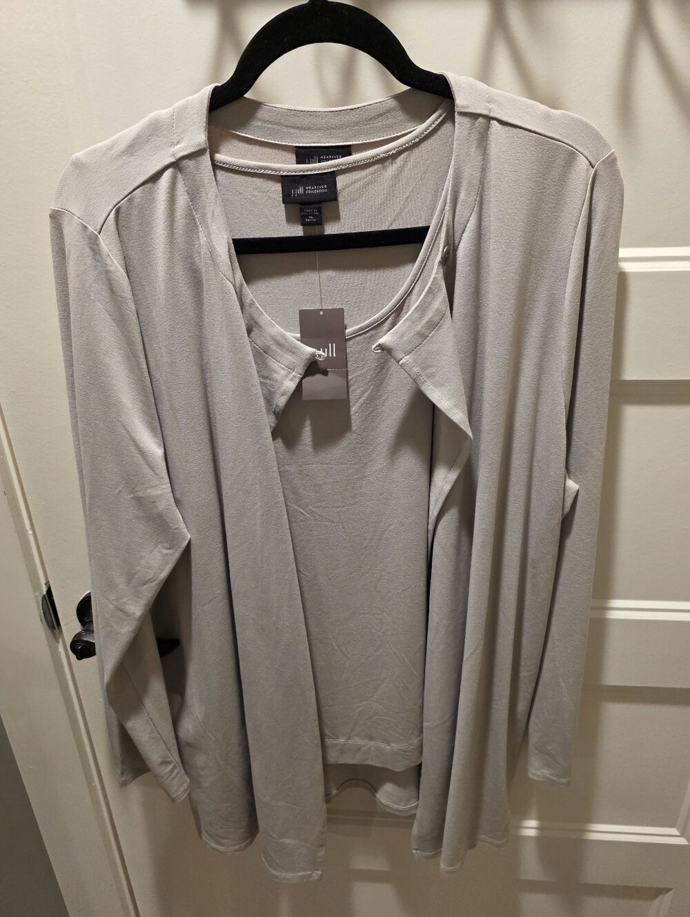NWT!!  J.Jill Wearever Collection Twin Set – Truffle – XL Cardigan + XLP Tank